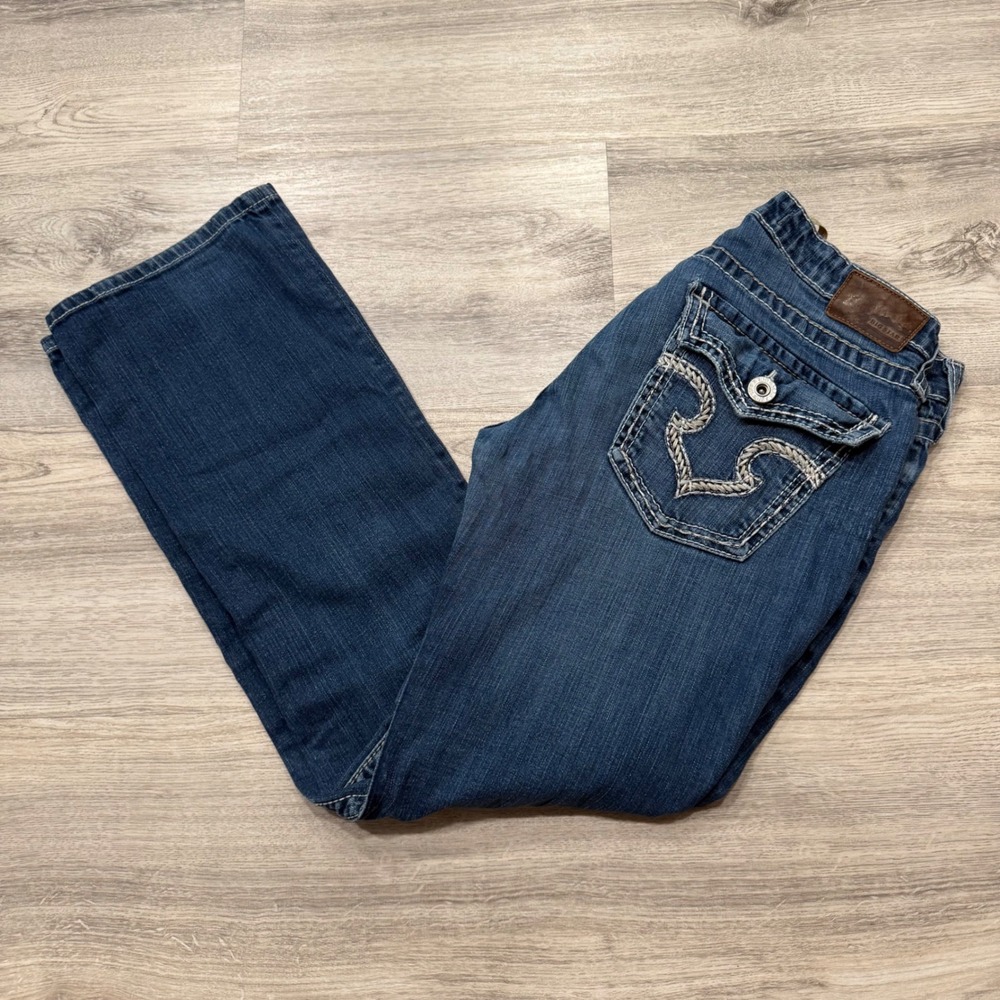Big Star Remy Low Rise Bootcut Jeans Medium Wash 30L Embroidered Flap Pocket